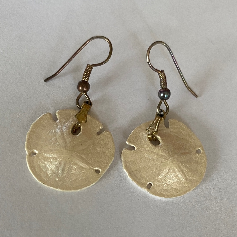 Vintage Sand Dollar Drop pierced slider Earrings